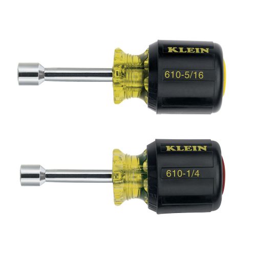 Klein Tools 610 Hollow-Shaft Hex Tip 1/4&#034; &amp; 5/16&#034; Stubby Nut Driver Set