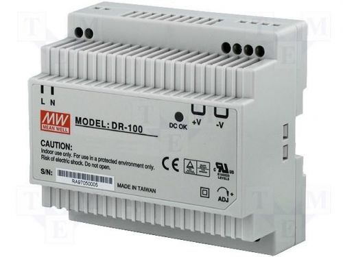 Mean well dr-100-15 ac/dc power supply single-out 15v 6.5a 97.5w 6-pin new for sale