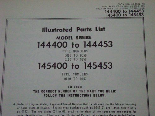 briggs and stratton parts list model series144400 to 144453 and 145400 to 145453