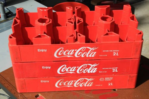 Lot of 3 Coke Coca-Cola Red 2 Liter Carrying Tray, Rack, Carrier, Holder