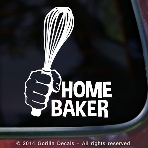 HOME BAKER Chef Cook Whisk Decal Sticker Car Laptop Window Sign WHITE BLACK PINK