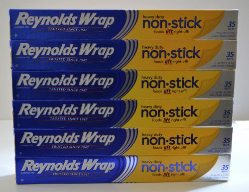 Lot of 6 Packs  Reynolds Wrap Heavy Duty Non-stick Aluminum Foil 35 Sq. Ft. Each