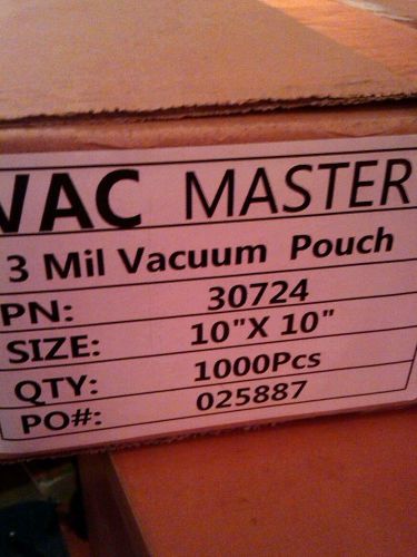 VACMASTER 30724 CHAMBER VACUUM PACKAGING POUCHES 3 MIL 10IN X 10IN 1000 BAGS