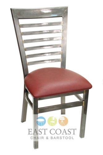 New gladiator clear coat full ladder back metal dining chair w/ wine vinyl seat for sale