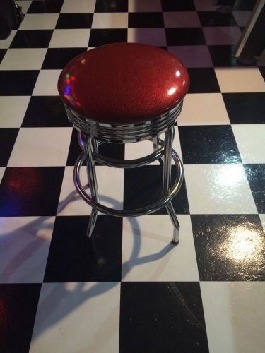 SALE !!!  (Set of 5) 50s Diner Stools Bar Red Metallic SALE!!! This Week Only.