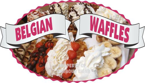 Belgian Waffles Decal 14&#034; Fruit Concession Food Truck Restaurant Vinyl Menu Sign