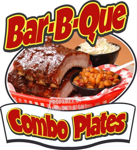 BAR-B-QUE Combo Plates Decal 8&#034; BBQ Barbeque Restaurant Concession Food Truck
