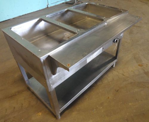 HD COMMERCIAL SS KITCHEN LINE  44&#034; NATURAL GAS 3 HOT WELLS STEAM TABLE
