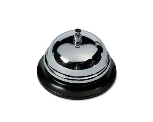 Brushed Nickel with Black Base Call Bell, 3.38 Inch Diameter, For Hotel Desks