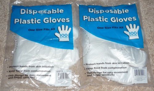 Lot of 200 Disposable Plastic Gloves One Size Fits All - BRAND NEW IN PACKAGES