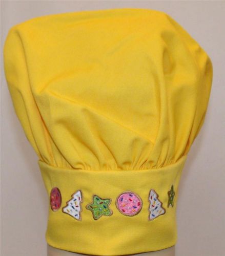 Yellow Christmas Cookies Adult Chef Hat Star Tree Circle Holiday Embroidery