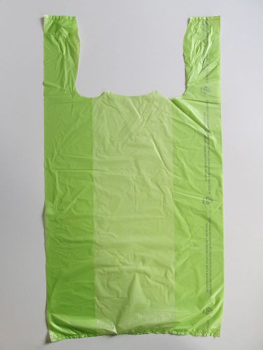100 Lime Plastic T-Shirt Bags with Handles, 11 1/2 x 6 x 21&#034; Medium