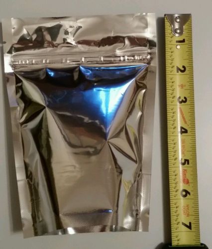 7&#034;x5&#034;x3&#034; -100  Silver Mylar Foil Stand Up Zippered Pouches for MEDICINAL HERBS