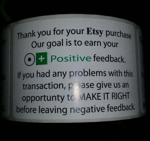 Thank You for your Etsy Purchase &amp; Feedback label sticker (20 labels) 5 star USA