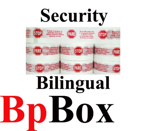 Bilingual 12 sealing Security tape rolls Printed 2&#034; x 110 yd  2.0 mil 12 ROLLS&#039;