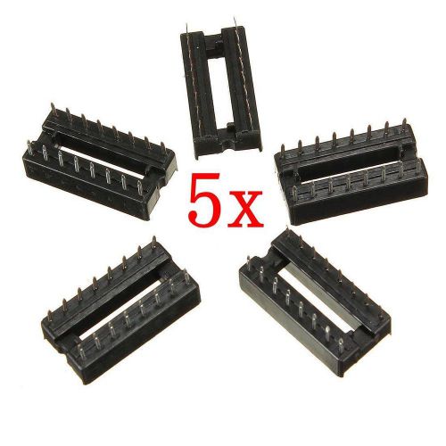 5 x 16 Pins IC Socket Narrow DIP Sockets Adaptor Solder Type 2.54mm Wide Black