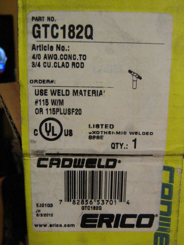New GTC182Q CADWELD-ERICO 4/0 T0 3/4&#034; Ground Rod Mold
