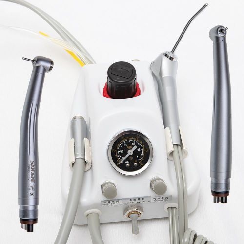 Portable dental turbine unit 4 hole w/ 2pcs high speed handpiece standard push for sale