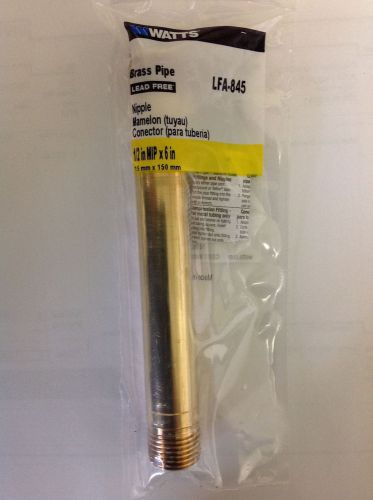 Watts 1/2&#034; x 6&#034; yellow brass pipe nipple - lfa-845 for sale