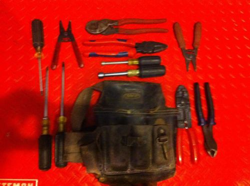 Klein Tools Mixed tool lot of 11 Tools, AWP Tool Pouch, Fossil Belt and Knipex