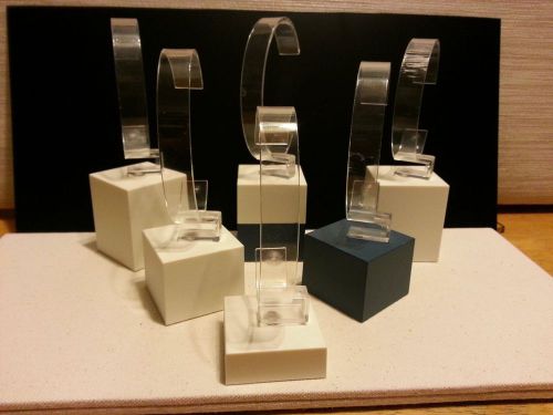 Fossil watch / bracelet display stands, blue and cream in color for sale