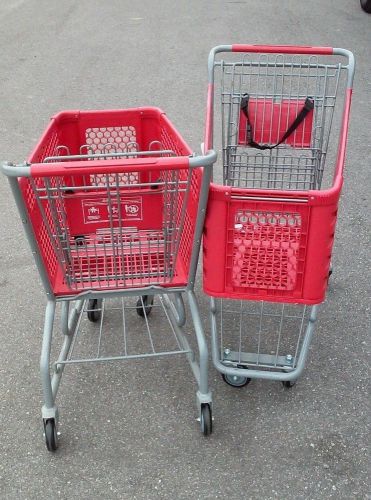 Plastic grocery shopping cart (red) for sale