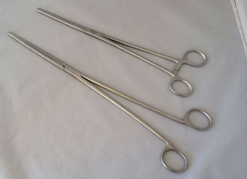 Abdominal forceps, 14 1/4&#034; &amp; 12&#034;,  Two (2) stainless steel instruments