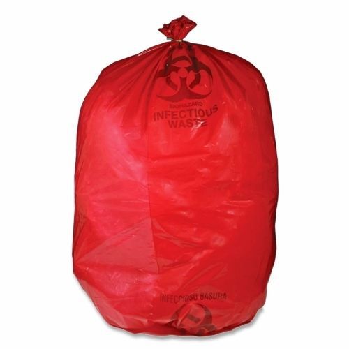 Unimed-midwest red biohazard waste bags 33 gal, 1.5 mil thickness, red, 50/box for sale