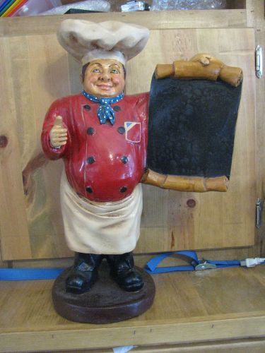 FAT CHEF PIZZA BAKER 3D STATUE WITH MENU / MESSAGE BOARD EUC