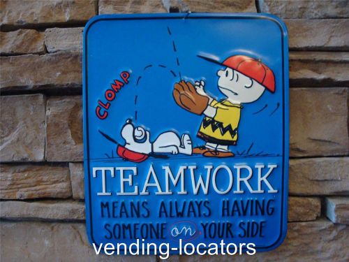 Charlie brown peanuts snoopy teamwork metal sign cartoon collectible baseball for sale
