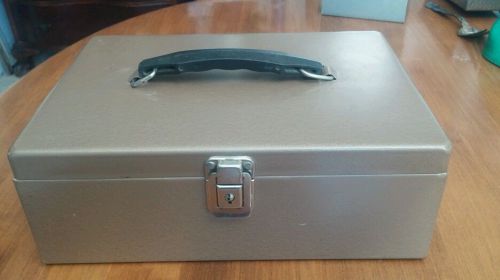 Vtg heavy duty cash lock box safe w/key rockaway metal products 11x7 3/4 in. for sale