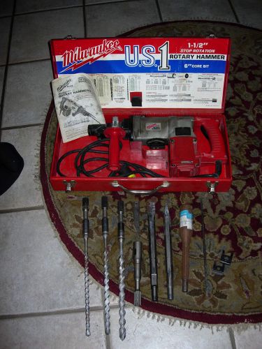 Milwaukee 1&amp;1/2&#034; heavy-duty rotary hammer #5347 w/ accessories &amp; case works good for sale