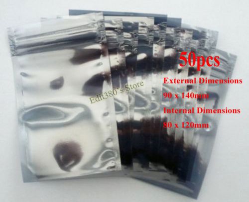 50pcs New ESD Anti-Static Shielding Bags 90 x 140mm 9 x14cm 3.5&#034; x 5.5&#034; Zip Lock
