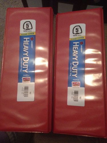 Qty 2 Avery Heavy-Duty Binder Clear Cover Touch EZD Rings,5&#034; Capacity, Red 79328