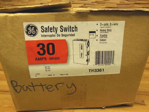 GE Safety Switch 30A 3 Pole 3 Wire TH3361