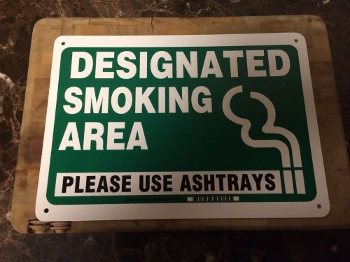 Plastic 14&#034; X 10&#034; Legend &#034;designated Smoking Area Please Use Ashtrays&#034;