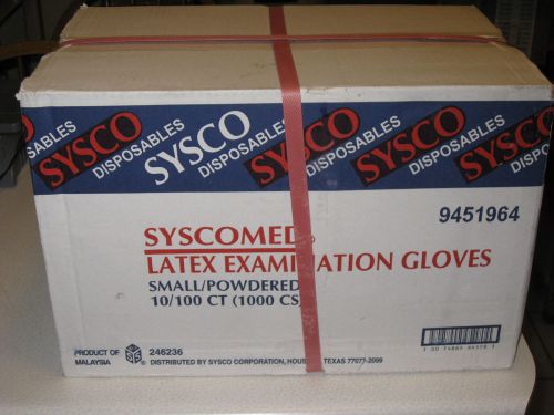 1000 Count SyscoMed Latex Disposable Gloves Lightly Powdered Size:Small