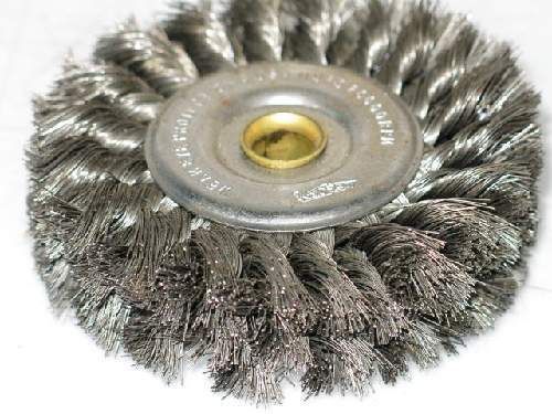 Osborn 26250 knotted wire wheel brush, 4&#034; wide, 1&#034; x .0118&#034; x 1/2&#034;, 20k rpm for sale
