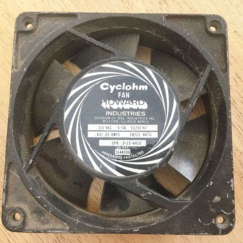 Howard Ind. Cyclohm Fan  3-15-3450 Tested &amp; Working