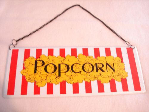 Popcorn Sign Restaurant Concession Stand advertisment Metal 12 x 4.5 Hanging