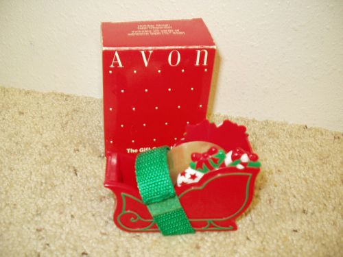 NIB Avon Holiday Sleigh Tape Dispenser Includes 25 yards 3/4&#034; wide adhesive tape
