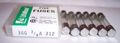 Littelfuse 3ag 312 3/4a (box of 6) fuses nos for sale