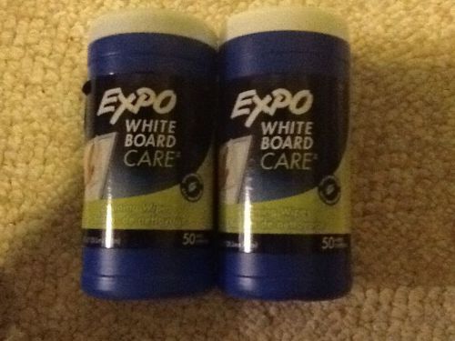 Lot 2- Expo White Board Care Cleaning Wipes, White, 8&#034; x 5.5&#034;, 50/Pack