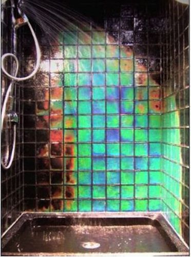 Moving color northern lights heat sensitive color changing 4x4 glass shower tile for sale