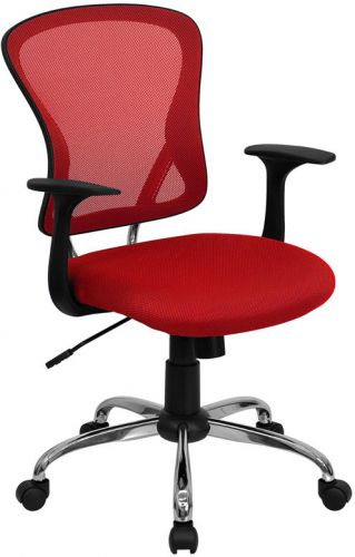 Mid-back red mesh office chair with chrome finished base (mf-h-8369f-red-gg) for sale