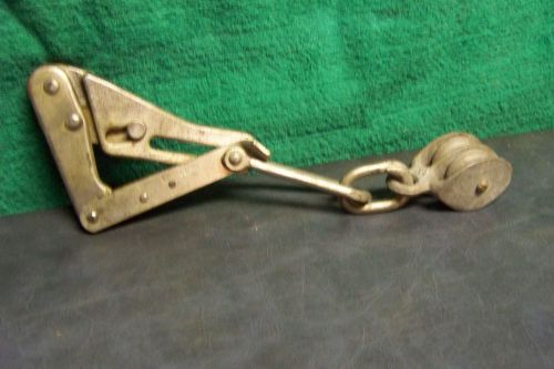 Vintage #1613-30 Kleins Grip Wire Cable Puller Stretcher .08-.20&#034;  w- Dbl Pulley