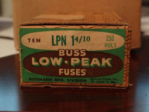 Lot (10) Bussman LPN 1-4/10 Low peak fuses 1.4 Amp 250 Volt