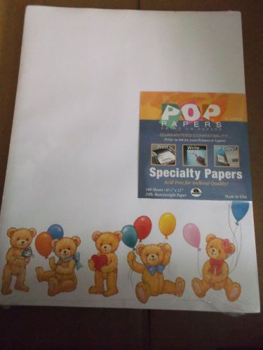 Specialty Paper. 8-1/2&#034; x 11&#034;. Teddy Bears. 100 sheets per pack