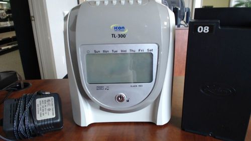 Icon tl-300 time clock and expanding time card rack for sale