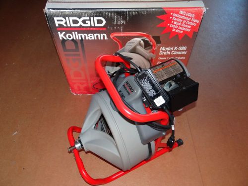 Ridgid Kollmann Model K-380 4&#034; Drain Cleaner Snake Auger 1/3 HP 3/8&#034; 75&#039; Cable